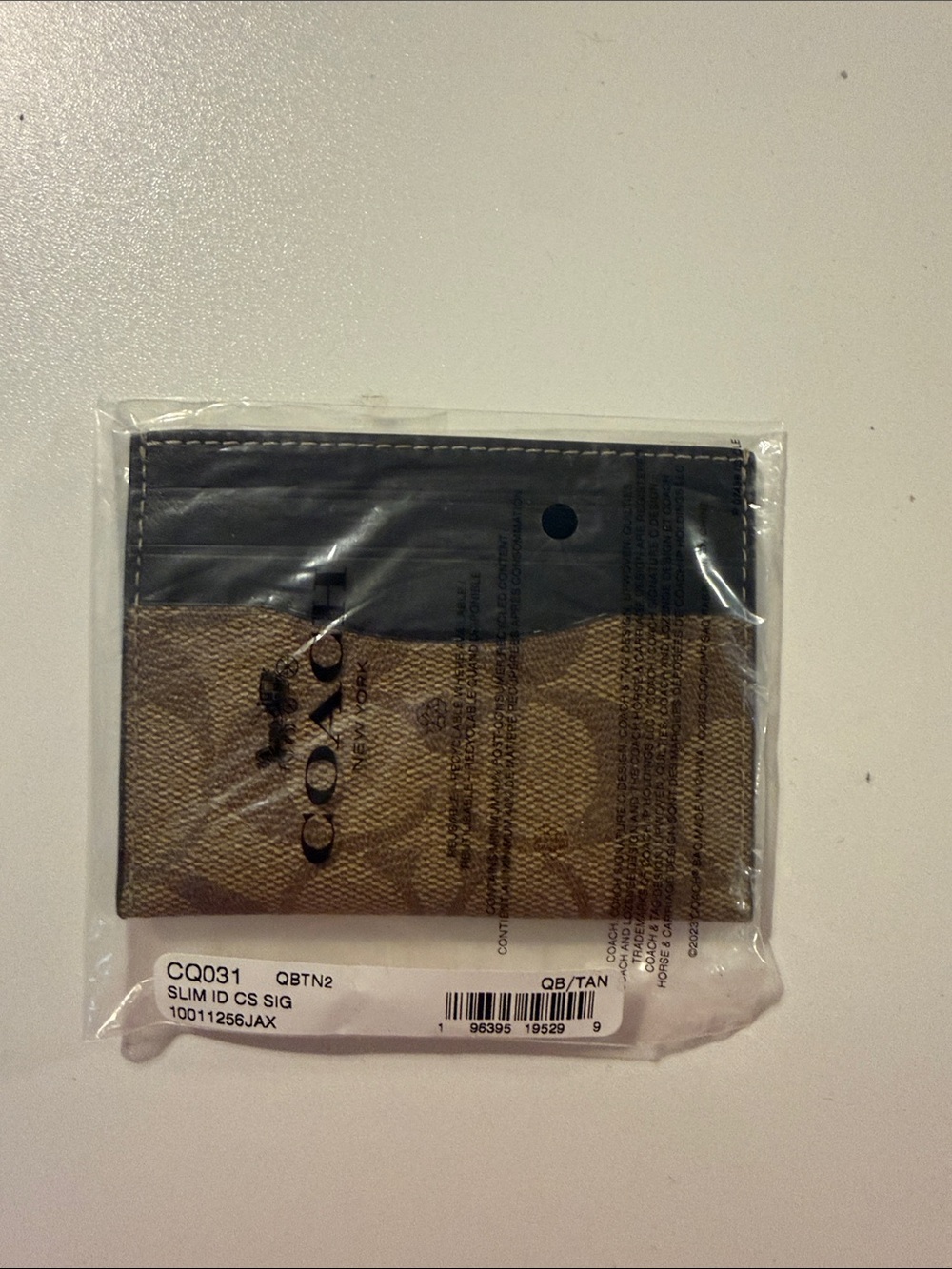Coach Tan & Black Signature Slim Card Holder